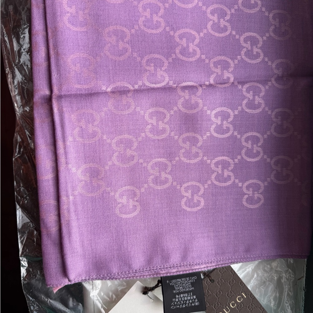 Gucci Lavender and Light Pink GG Silk Scarf